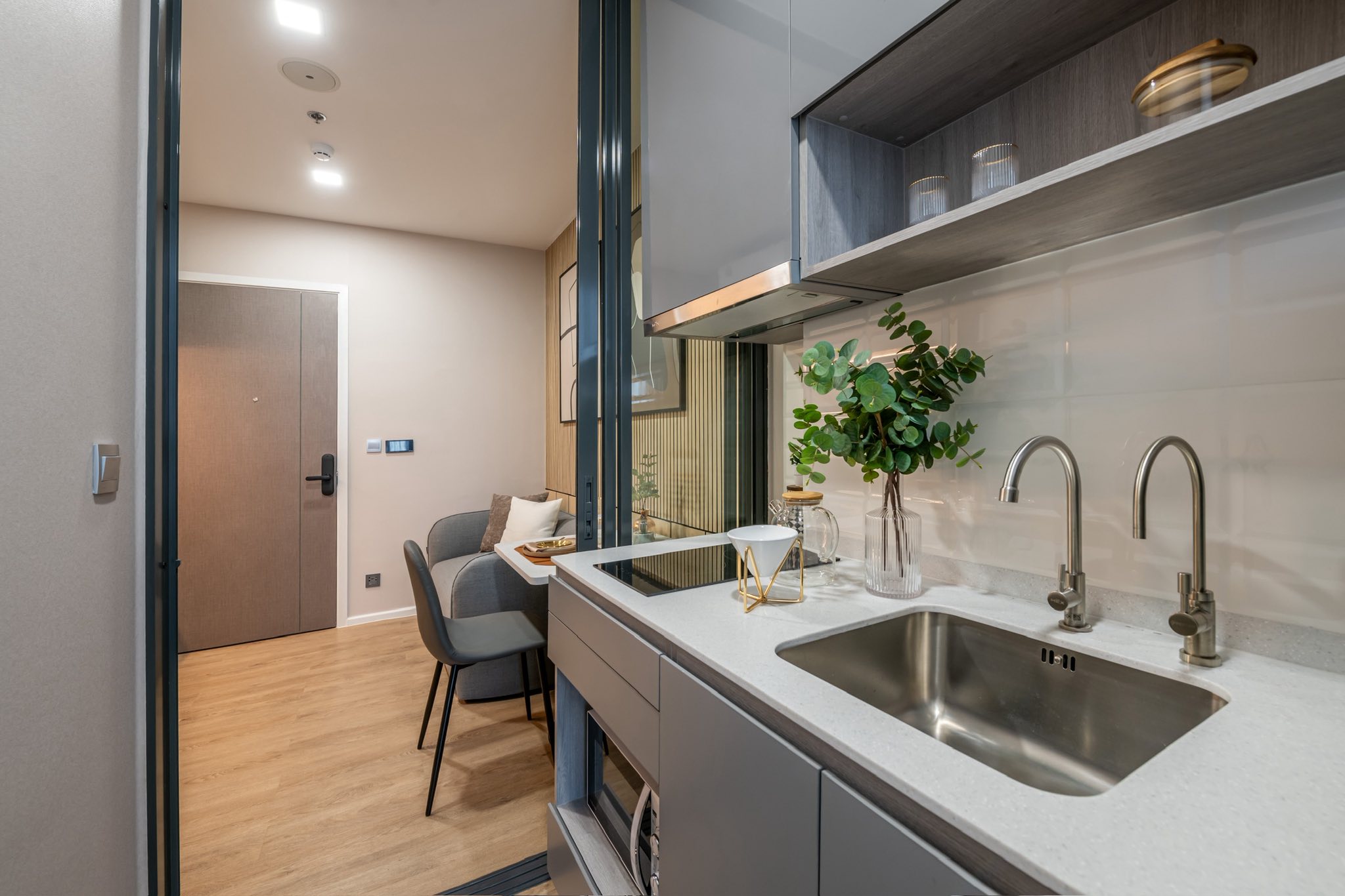 ให้เช่าคอนโด Modiz Rhyme Ramkhamhaeng (โมดิซ ไรห์ม รามคำแหง) High Rise โซนพื้นที่ รามคำแหง ห้องแบบ 1ห้องนอน 1ห้องน้ำ โซนครัวปิด ขนาดห้อง 26 ตรม. ชั้น 18