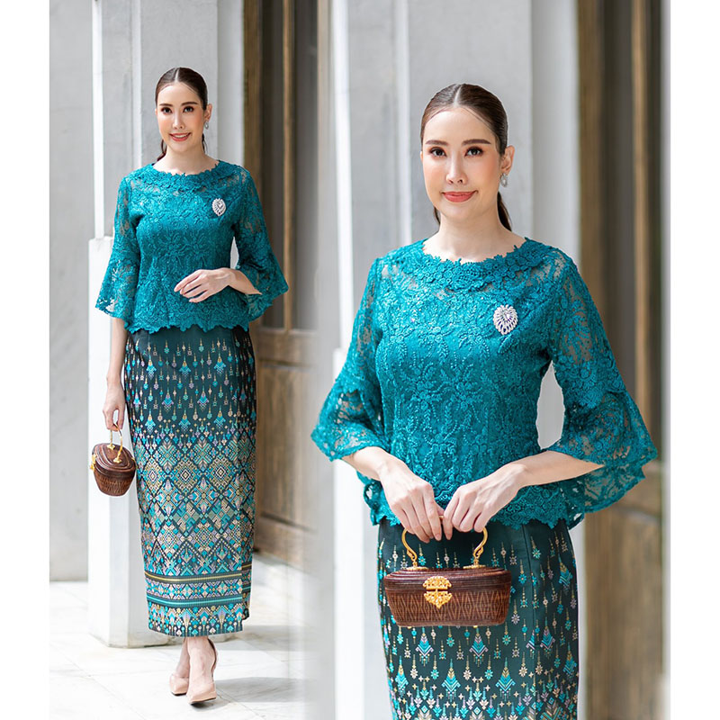 kudapy เสื้อผ้าลูกไม้สีเขียว/สีชมพูเข้ม/สีม่วง เนื้อดีทอลายแน่นทั้งตัว มาพร้อมซับในเนื้อดีในตัว มีซิปหลังสวมใส่ง่าย (เฉพาะเสื้อ)