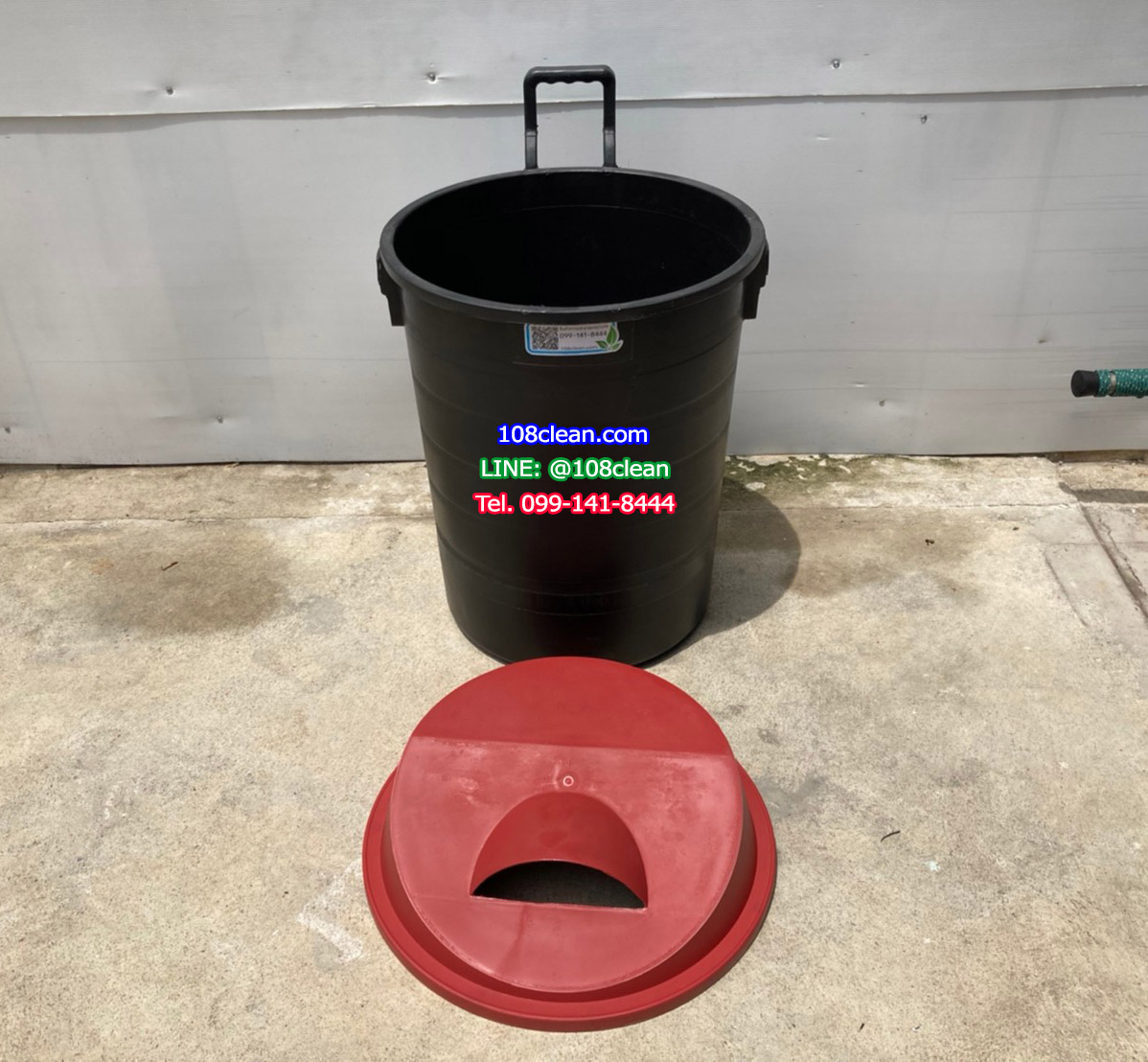 ถังขยะพฤกษา ตัวถังสีดำ มีล้อลาก 120 ลิตร