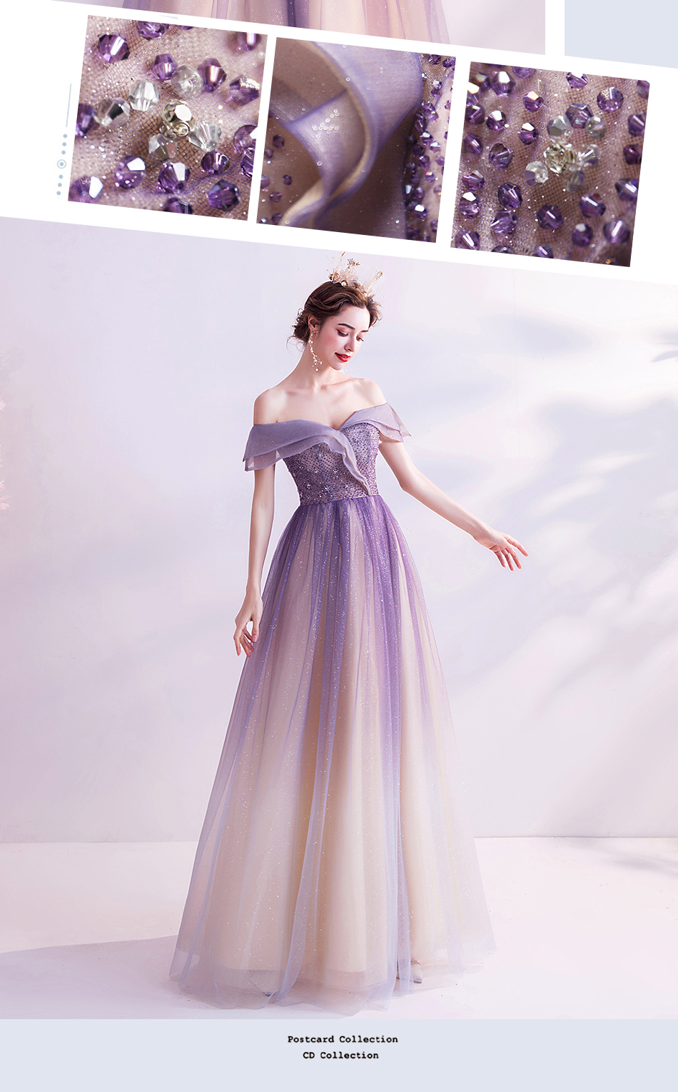 kudapy ชุดราตรียาวสีม่วงลาเวนเดอร์ ทรงเปิดไหล่ดีเทลสวยตามแบบงานหรูมากค่ะ (พรีออเดอร์นะคะ รอสินค้า 10-20 วัน)