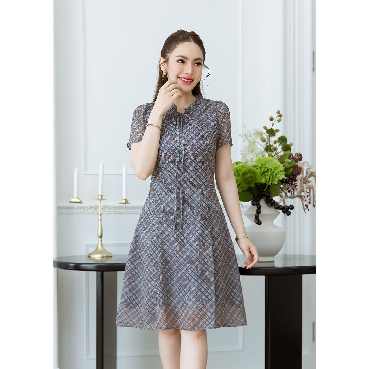 kudapy เดรสไหมชีฟองทรง ผ้าบางเบาใส่สบาย สวยเรียบ สวยคลาสสิคใส่ง่ายใส่ได้ทุกวัน