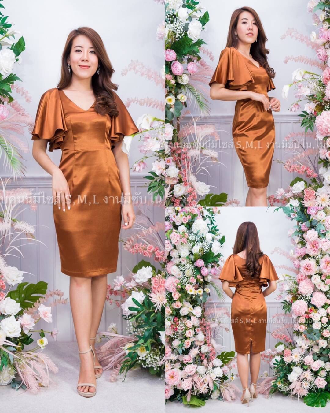 kudapy เดรสสั้นคอวี แขนระบาย ทรงเข้ารูป ผ้าเปเป้ไม่ยืด สีชมพูพิ้งโกลด์,แดงไวน์,นู้ด(ทองอ่อน),โอวัลติน,น้ำตาลอิฐ ,มิ้นหม่น,ฟ้าเข้มอมเทา ,เขียวทะเล, เทา ,ส้มอิฐ,โอรสโกลด์