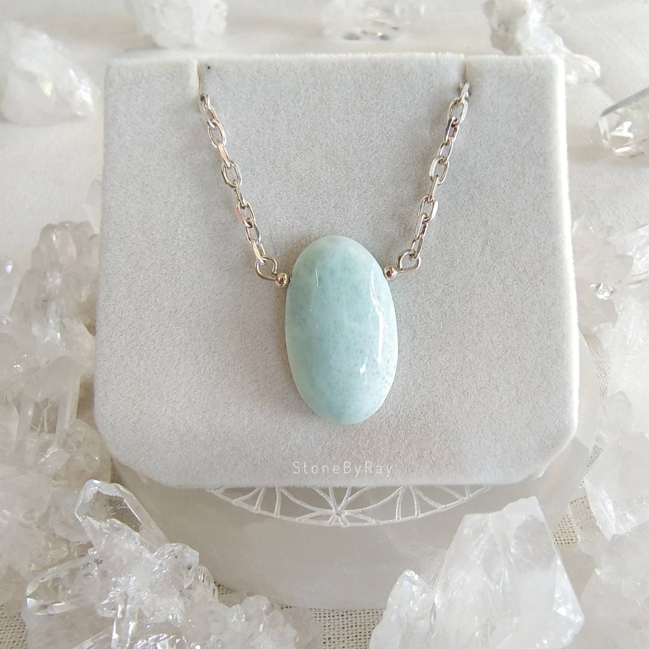 สร้อยคอเงินจี้หินลาริมาร์ Larimar