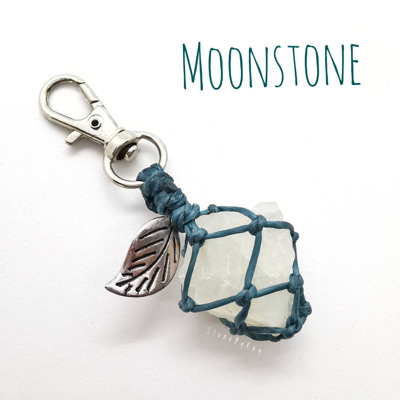 พวงกุญแจเชือกถักหินมูนสโตน Moonstone