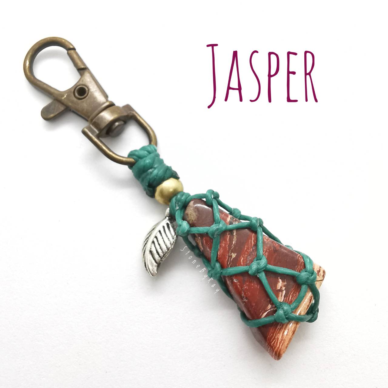พวงกุญแจเชือกถักหินแจสเปอร์ Jasper