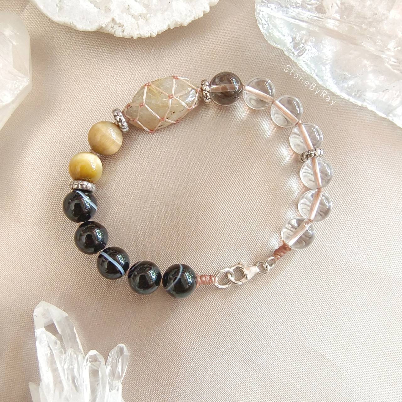 สร้อยข้อมือเชือกถักหินไหมทอง Rutilated Quartz
