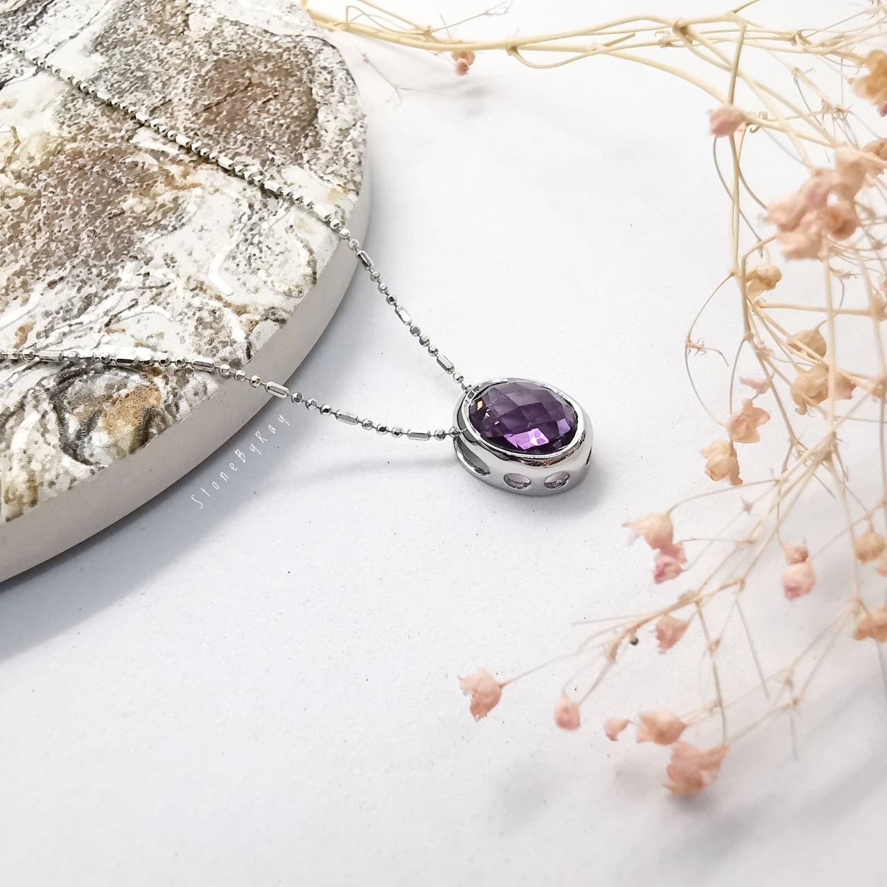 สร้อยคอเงินจี้พลอยอเมทิสต์(Amethyst)