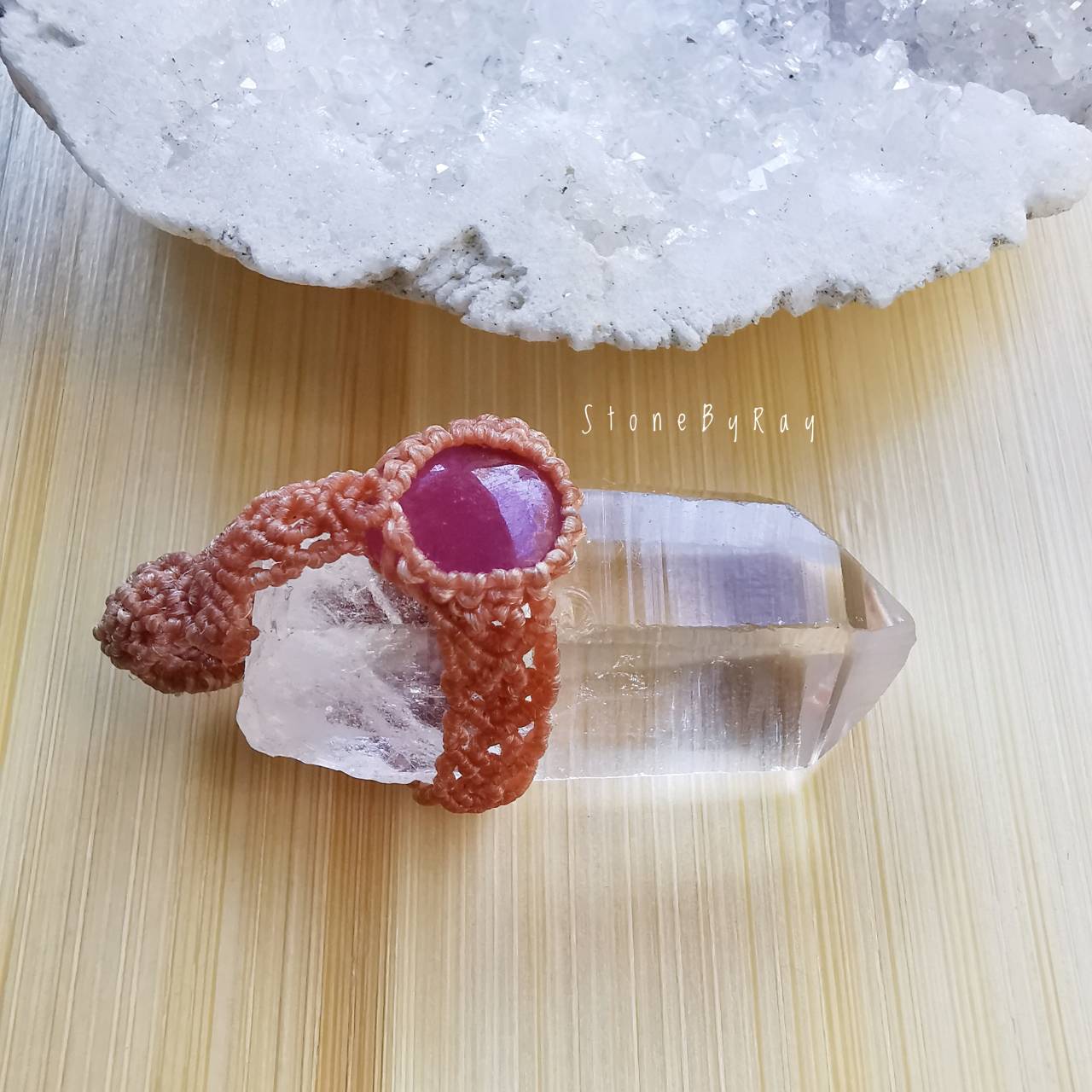 จี้เชือกถักหินคริสตัลควอตซ์&ทับทิม