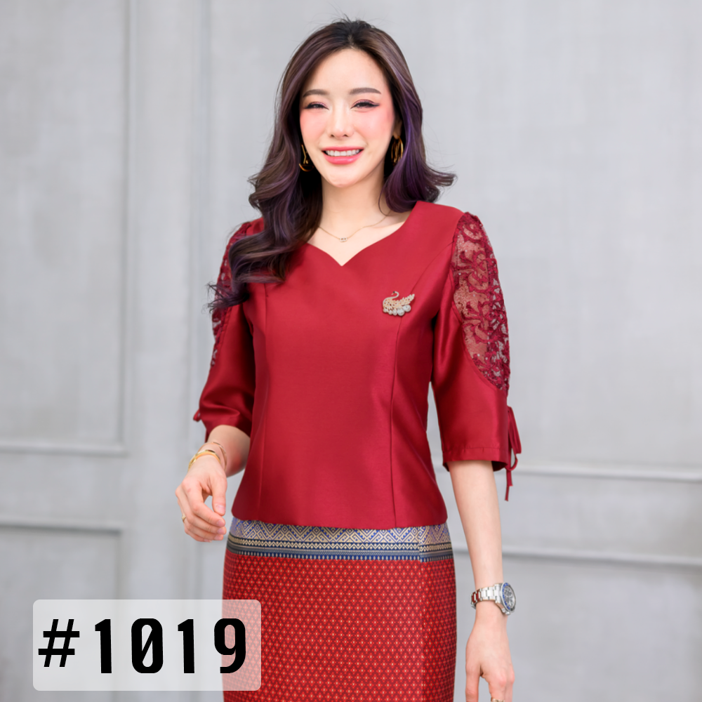 kudapy เซต2 ชิ้น เสื้อลูกไม้แขนยาวสีชมพู/สีแดง แขนพองยาวสามส่วน แต่งซีทรู ลูกไม้สามมิติ เอวเก็บทรงสวยมากค่ะ (ซื้อแยกชิ้นได้ค่ะ)