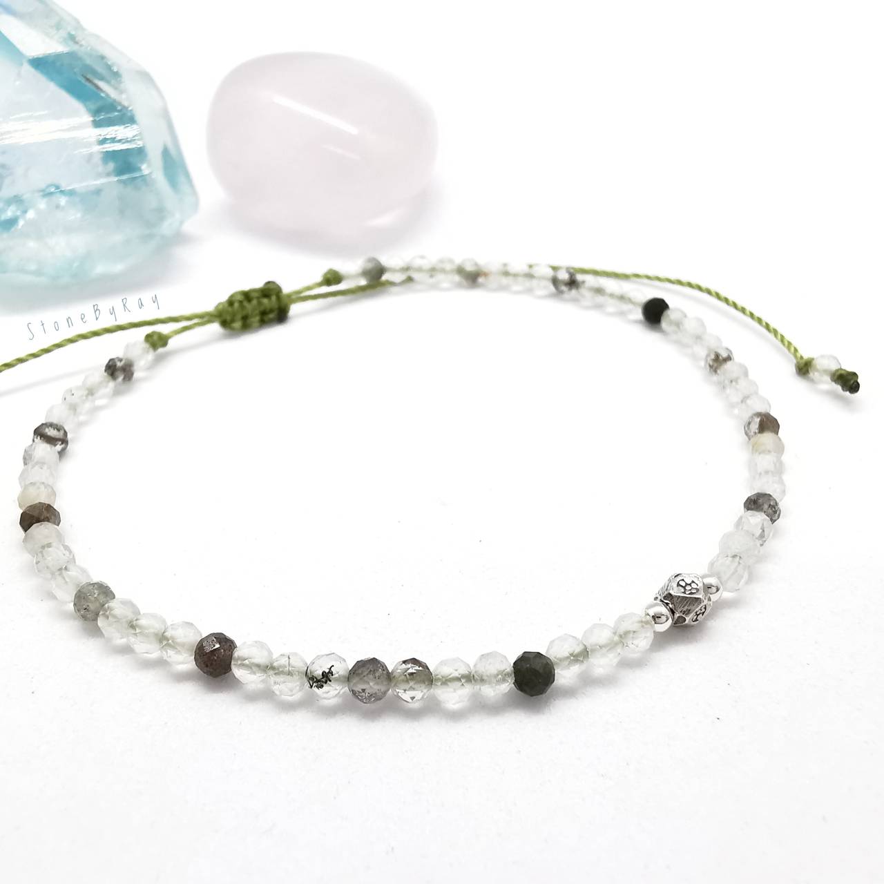 สร้อยข้อมือเชือกหินไหมดำ Black Tourmaline Quartz