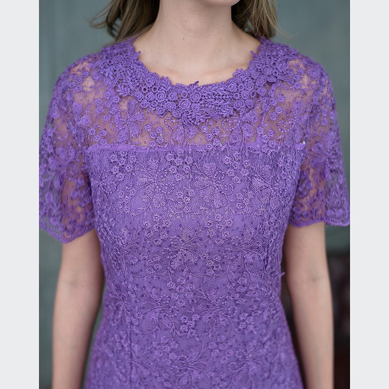 kudapy เดรสสั้นคอกลมปักเลื่อมแขนสั้นสีเขียว / สีม่วง ทรงเอสวยหรู เดรสลูกไม้เกรดพรีเมี่ยม ชุดนี้แนะนำค่ะ เป็นลูกไม้ปักลายสวยงาม