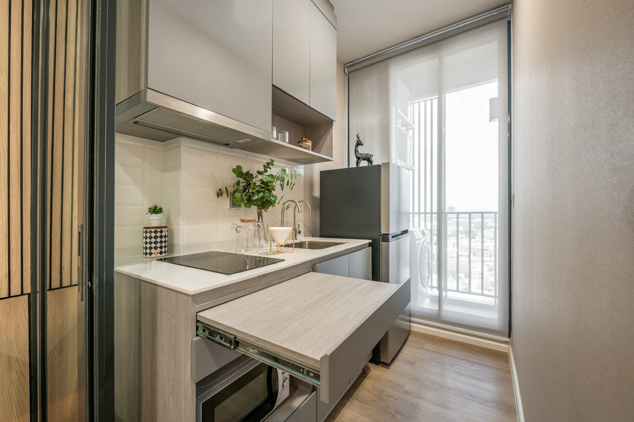 ให้เช่าคอนโด Modiz Rhyme Ramkhamhaeng (โมดิซ ไรห์ม รามคำแหง) High Rise โซนพื้นที่ รามคำแหง ห้องแบบ 1ห้องนอน 1ห้องน้ำ โซนครัวปิด ขนาดห้อง 26 ตรม. ชั้น 18