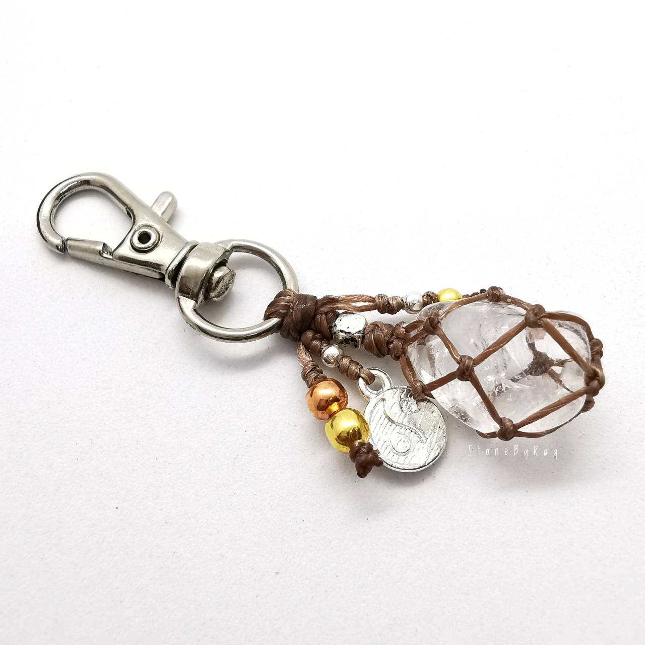 พวงกุญแจเชือกถักหินคริสตัลควอตซ์ Crystal Quartz