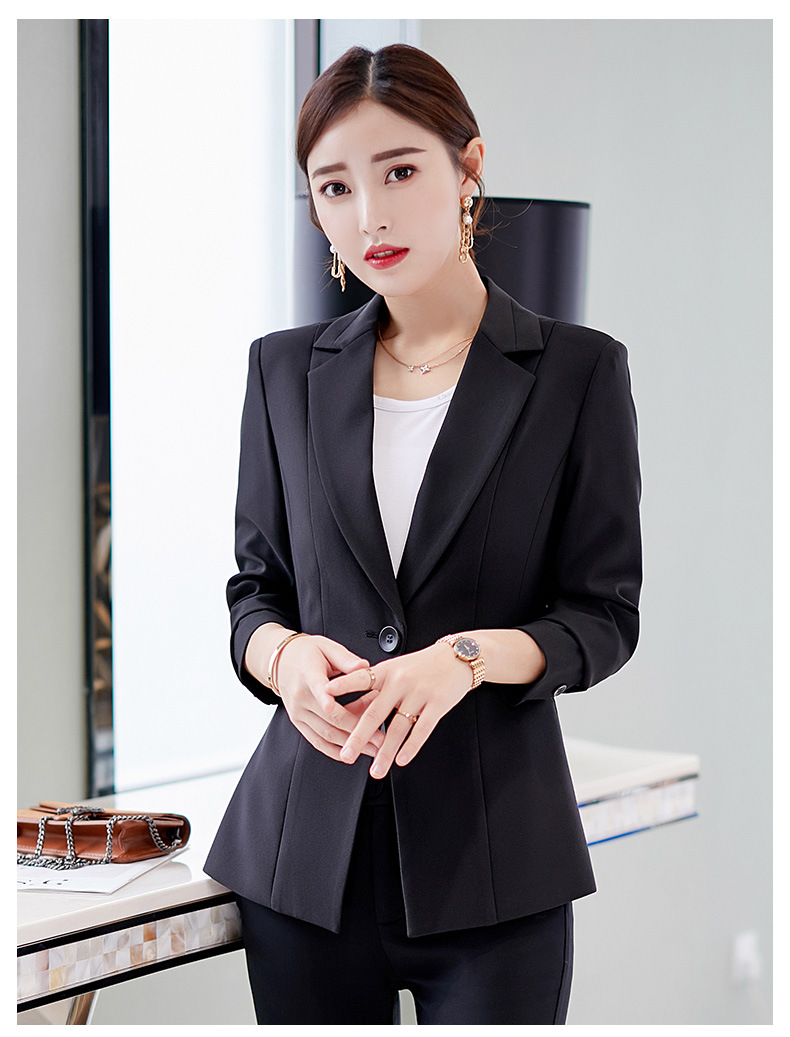เสื้อสูทผู้หญิงแขนยาวสีดำแบบสวยหรู S