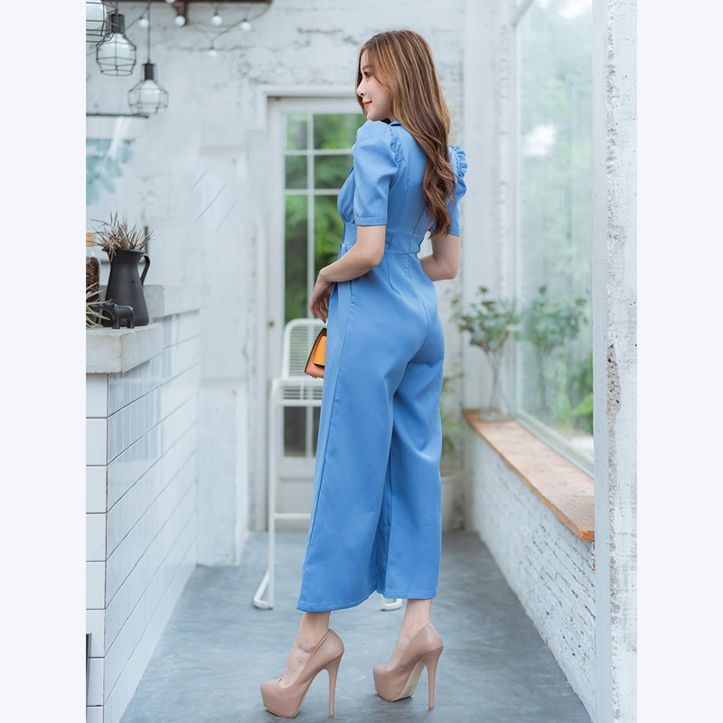 kudapy จั๊มสูทขายาวสีฟ้า,ชมพู,เขียว คอปกใส่แล้วสวยดูดีน่ารักมากๆ