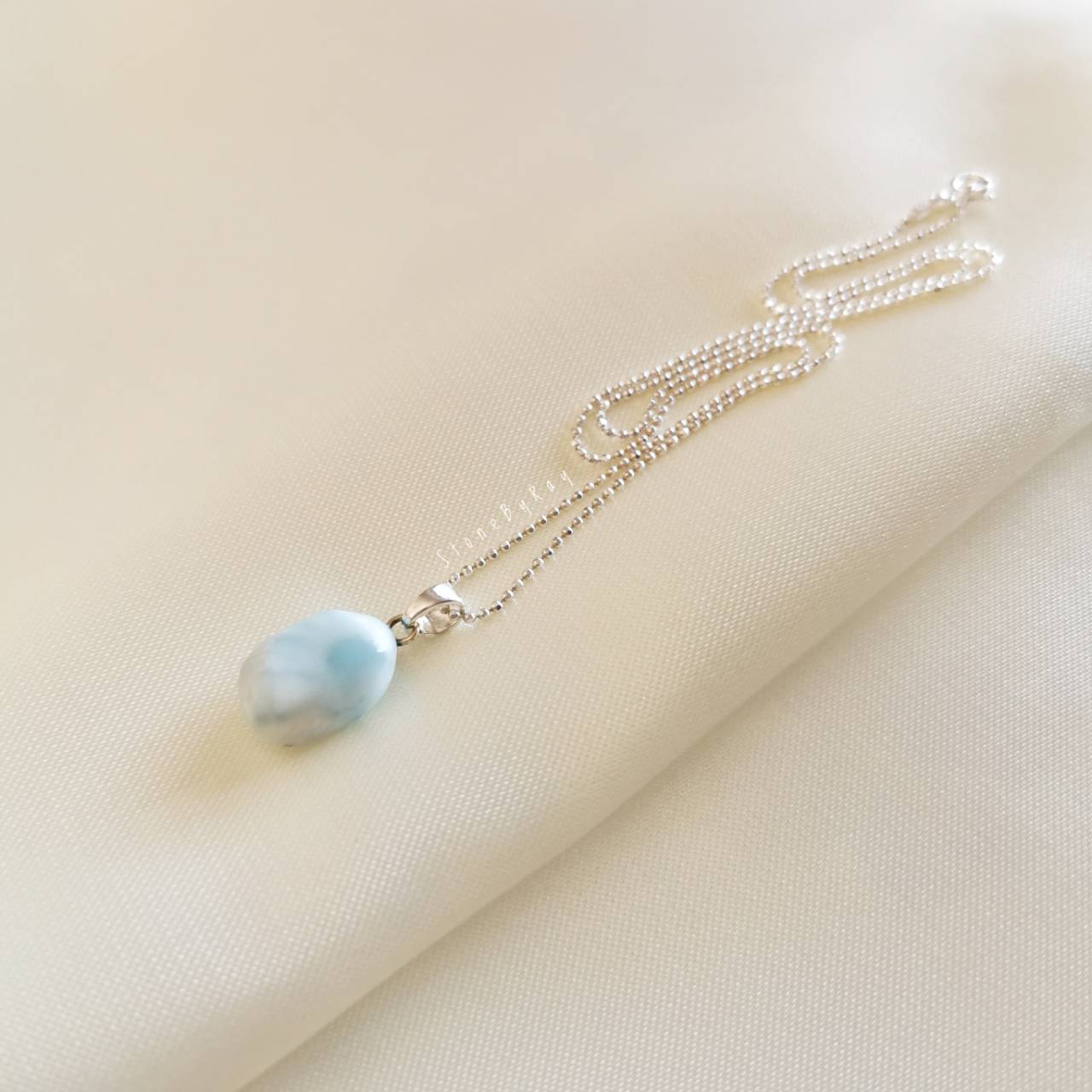 สร้อยคอเงินจี้หินลาริมาร์ Larimar