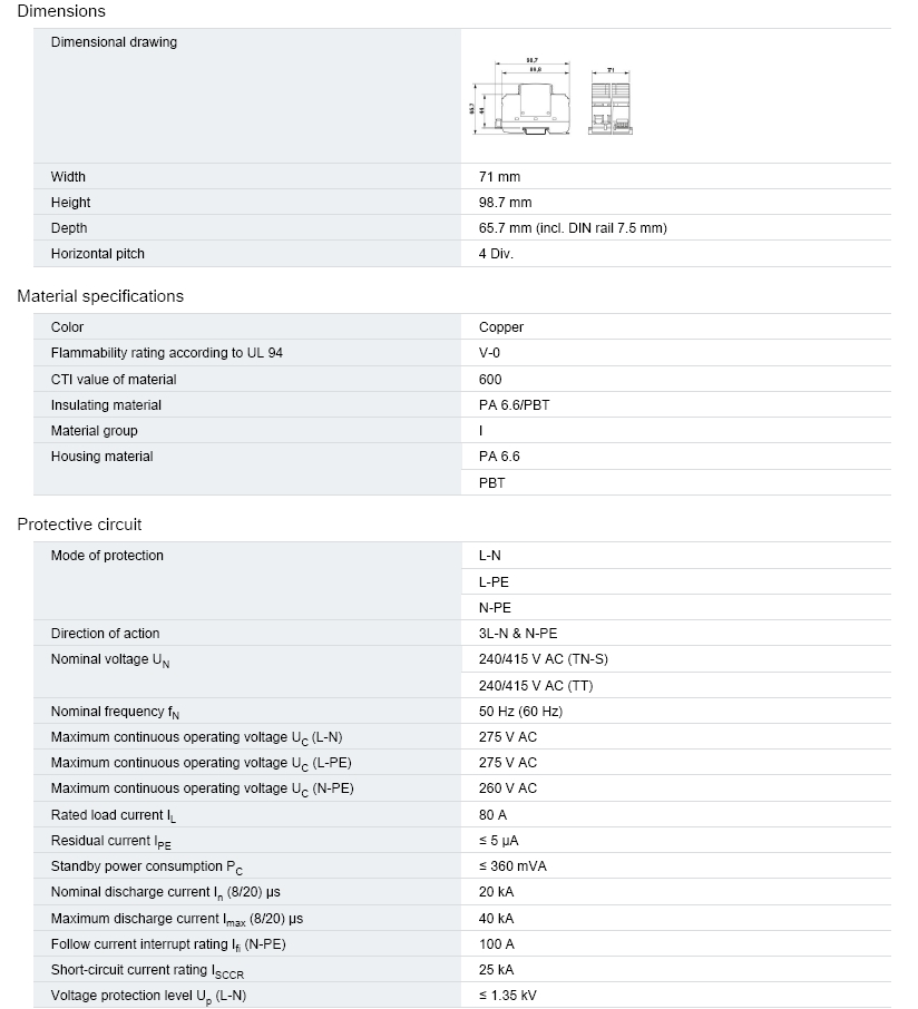 VAL-MS 230/3+1 FM - Type 2 surge arrester with Remote alarm contact Surge protector AC SPD 3phase Phoenix Contact (ฟีนิกซ์ คอนแทคท์) อุปกรณ์ป้องกันไฟกระซาก ฟ้าผ่า 3เฟส Type 2 - Item number 2838199