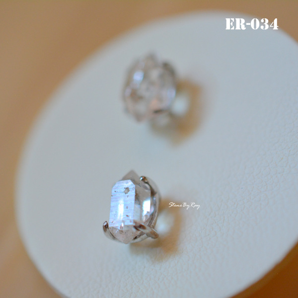 ต่างหูเงินหินเฮอร์คิเมอร์Herkimer Diamond (ER-034)