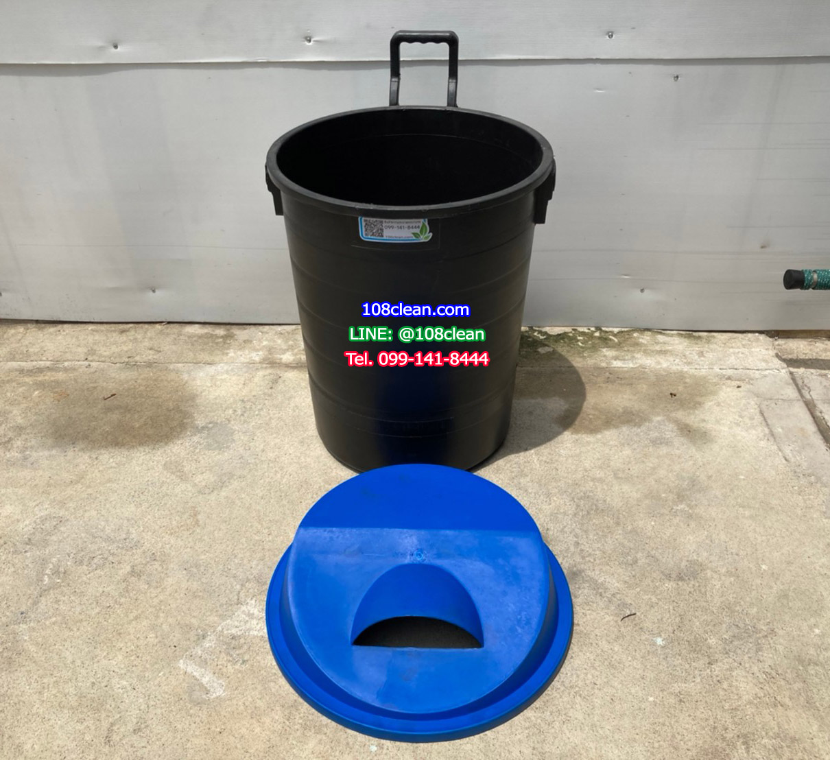 ถังขยะพฤกษา ตัวถังสีดำ มีล้อลาก 120 ลิตร