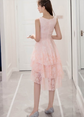 kudapy ชุดเดรสราตรีออกงานยาวสีส้มอ่อนสวยพิมพ์ลายหรูหรา