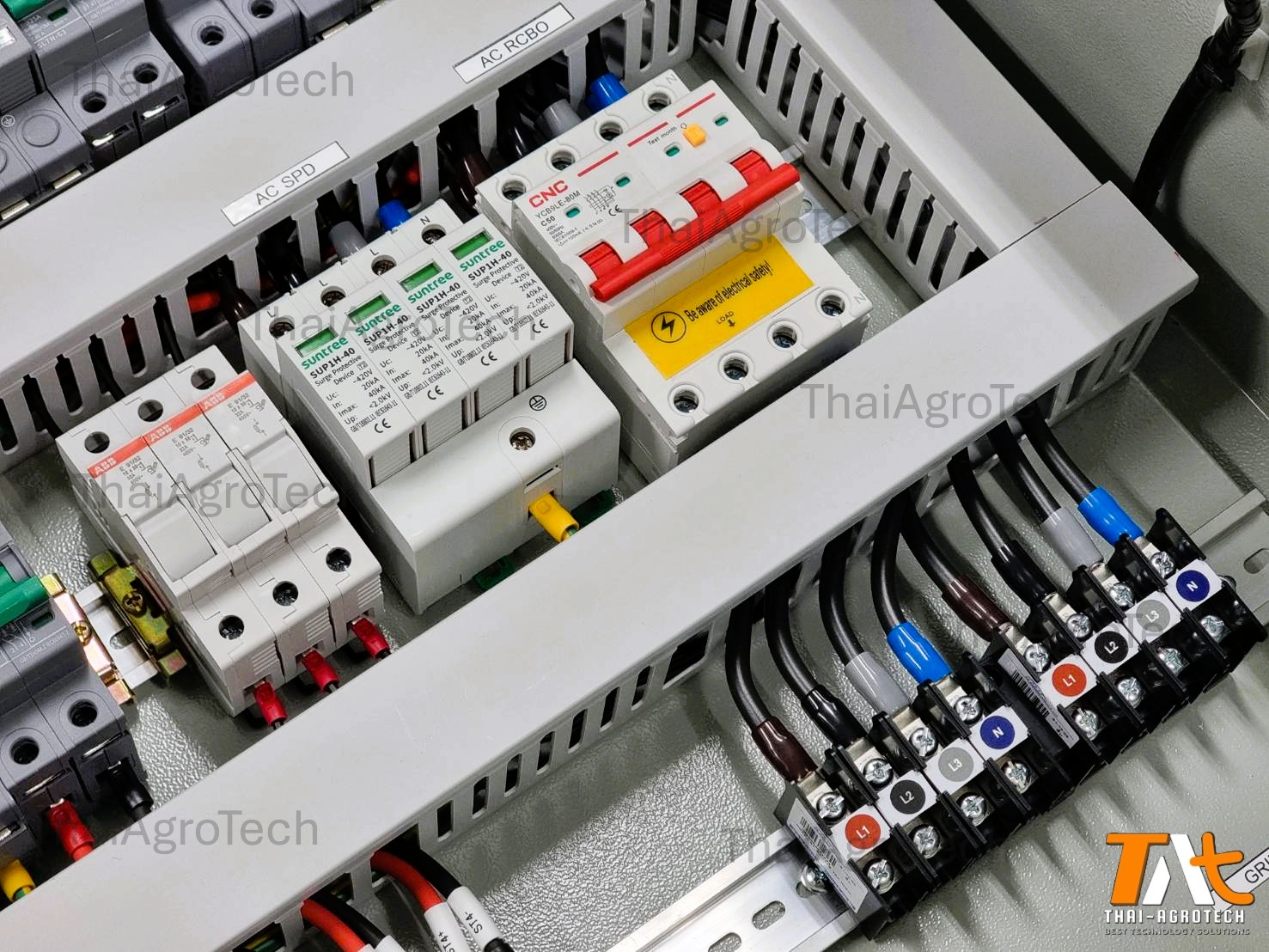 ตู้คอมบายเนอร์ใช้กับงานติดตั้งระบบโซล่าเซลล์ แบบ 4 สตริง 20-40กิโลวัตต์ 3เฟส พร้อมเบรคเกอร์กันไฟดูด AC-DC combiner RCBO AC-DC Combiner Box RCBO 4String 3Phase