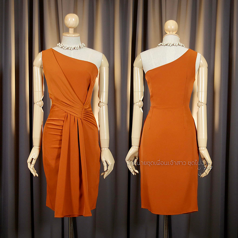 kudapy เดรสสั้นสีกรมท่า/สีแดงไวน์/สีส้มอิฐ/สีชมพู ทรงกรีก จับจีบดีเทลพรางหน้าท้อง ซิปข้างยาว ใส่ง่ายค่ะ ผ้าพริ้วใส่สบาย ทิ้งตัวสวย