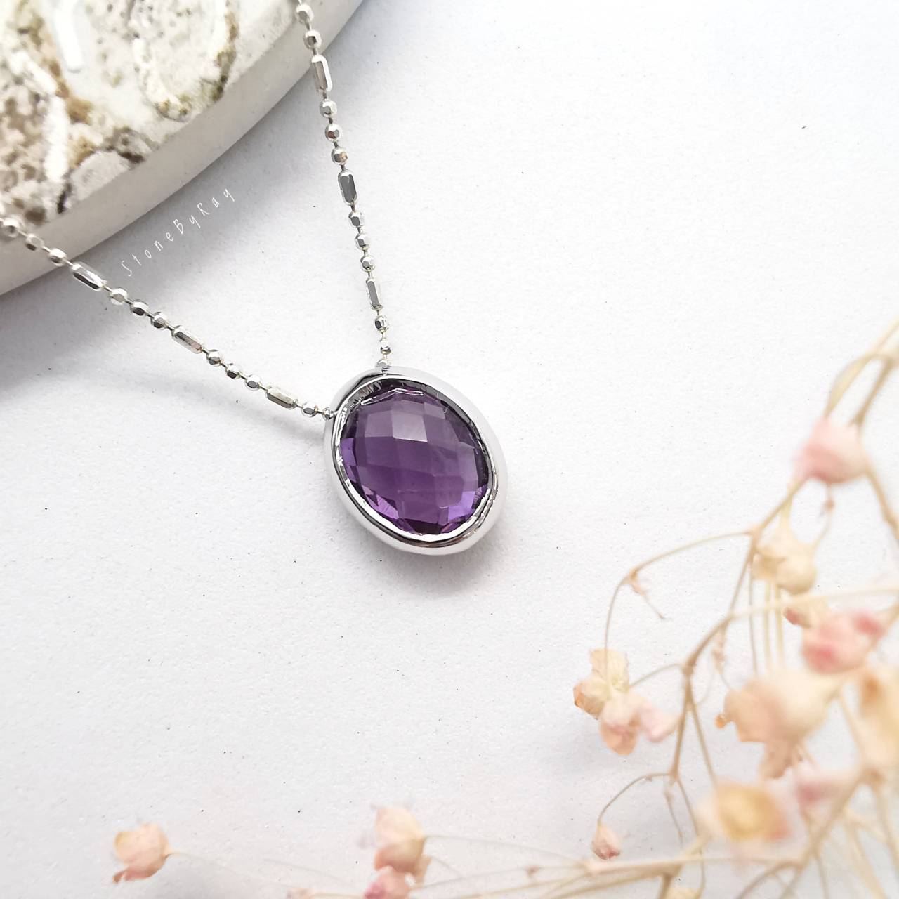 สร้อยคอเงินจี้พลอยอเมทิสต์(Amethyst)