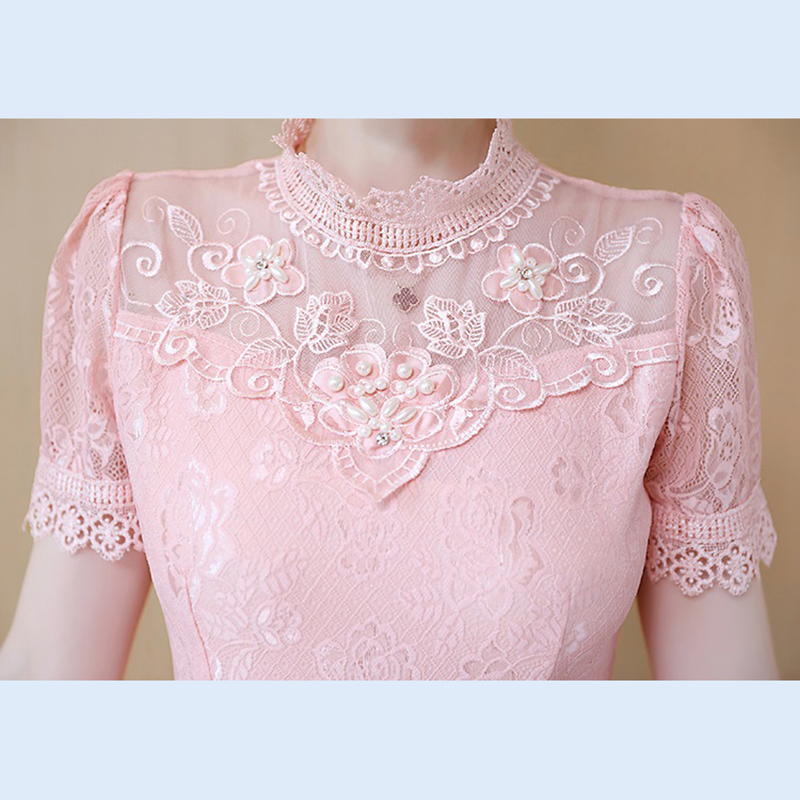 kudapy เดรสสั้นลูกไม้คอปีนสีม่วง/สีส้มโอรส เดรสลูกไม้เนื้อนิ่มใส่สบาย มีซับใน ซิบหลัง แขนสั้น