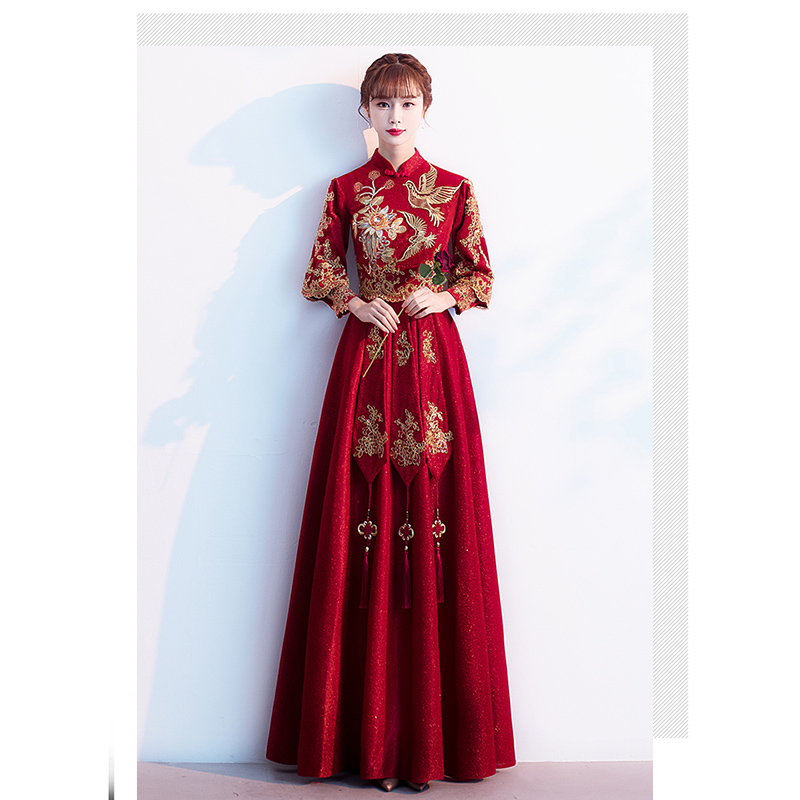 kudapy เดรสยาวสีแดง ชุดเจ้าสาวยกน้ำชา ถ่ายพรีเว้ดดิ้ง ( สินค้าพรีออเดอร์)