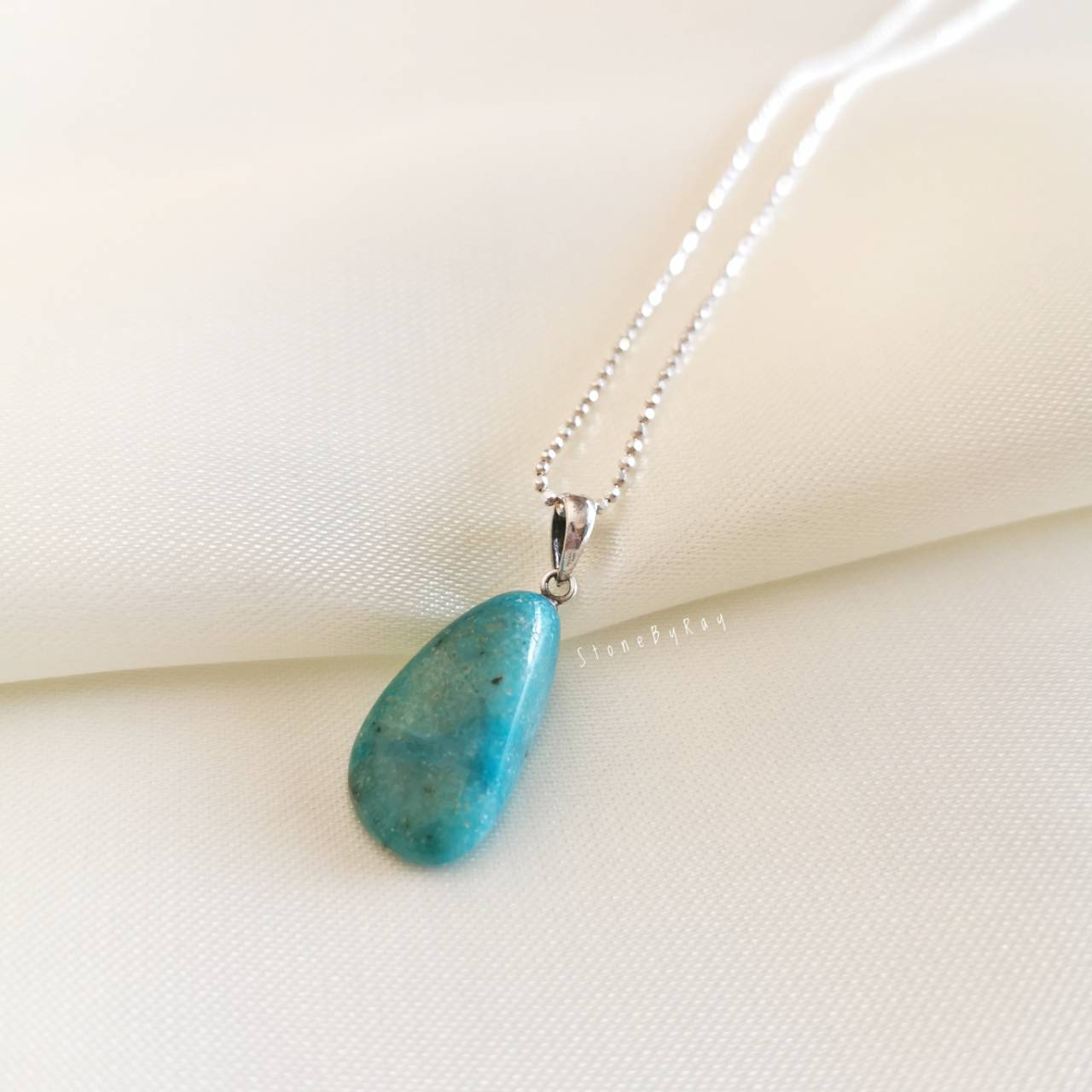 สร้อยคอเงินจี้หินคริสโซโคล่า Chrysocolla