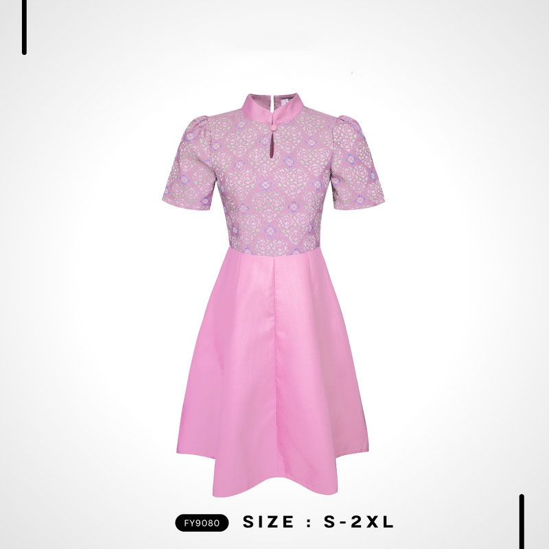 kudapy เดรสไทยผ้าทอลายกระโปรงทรงย้วย