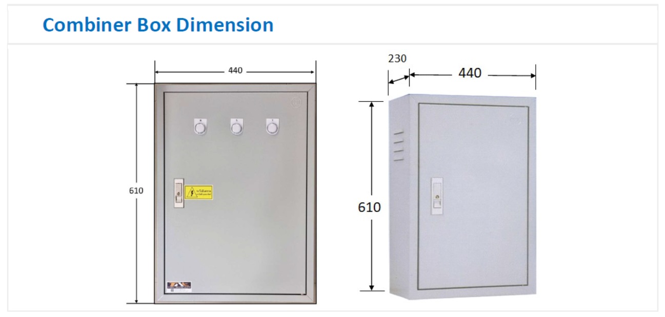 ตู้คอมบายเนอร์สำหรับโซล่าเซลล์ระบบออนกริด ดีซี 2สตริง 3เฟส AC-DC combiner box 800Vdc 2string AC MCCB 3phase ongrid system 10kw 15kw 20kw