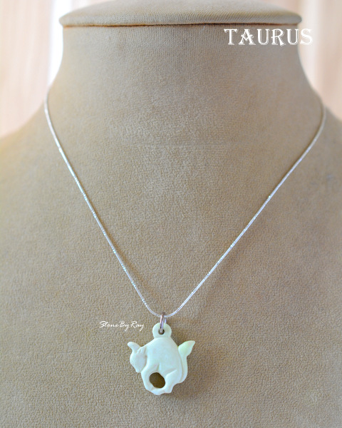 สร้อยคอเงินจี้หินแกะสลักราศีพฤษภ(Taurus)