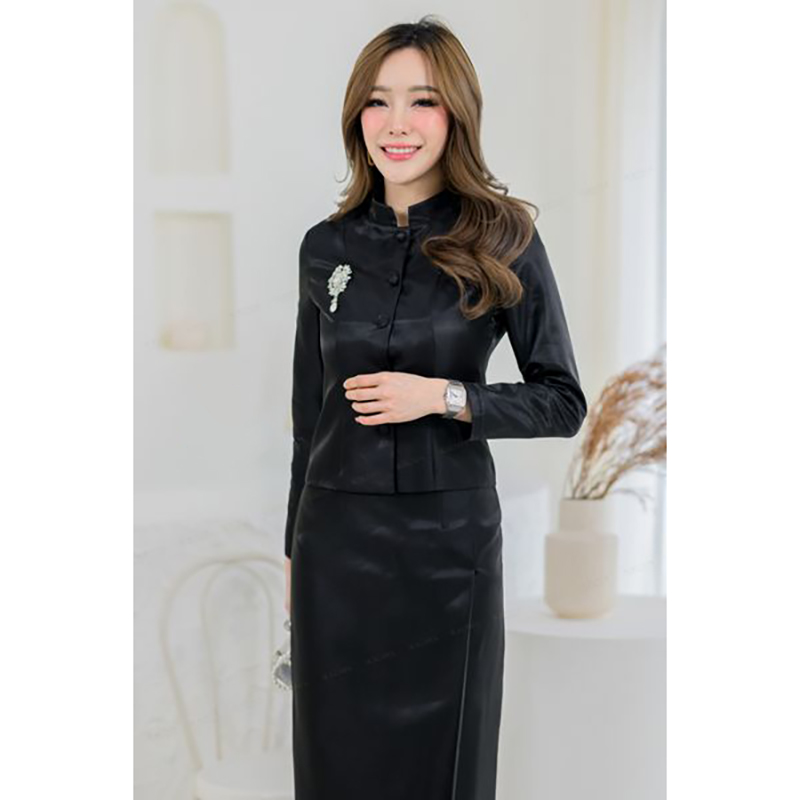 kudapy ชุดไทยจิตลดาสีดำ เสื้อ+ผ้าถุงผับทบ งานเรียบร้อยสุดๆ