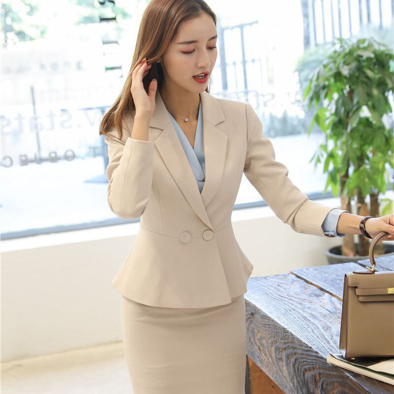 kudapy เสื้อสูทสีน้ำเงิน/ดำ/ครีม แฟชั่นแขนยาวดีไซน์เก๋แต่งเอวระบายชาย กระดุม 2 เม็ด