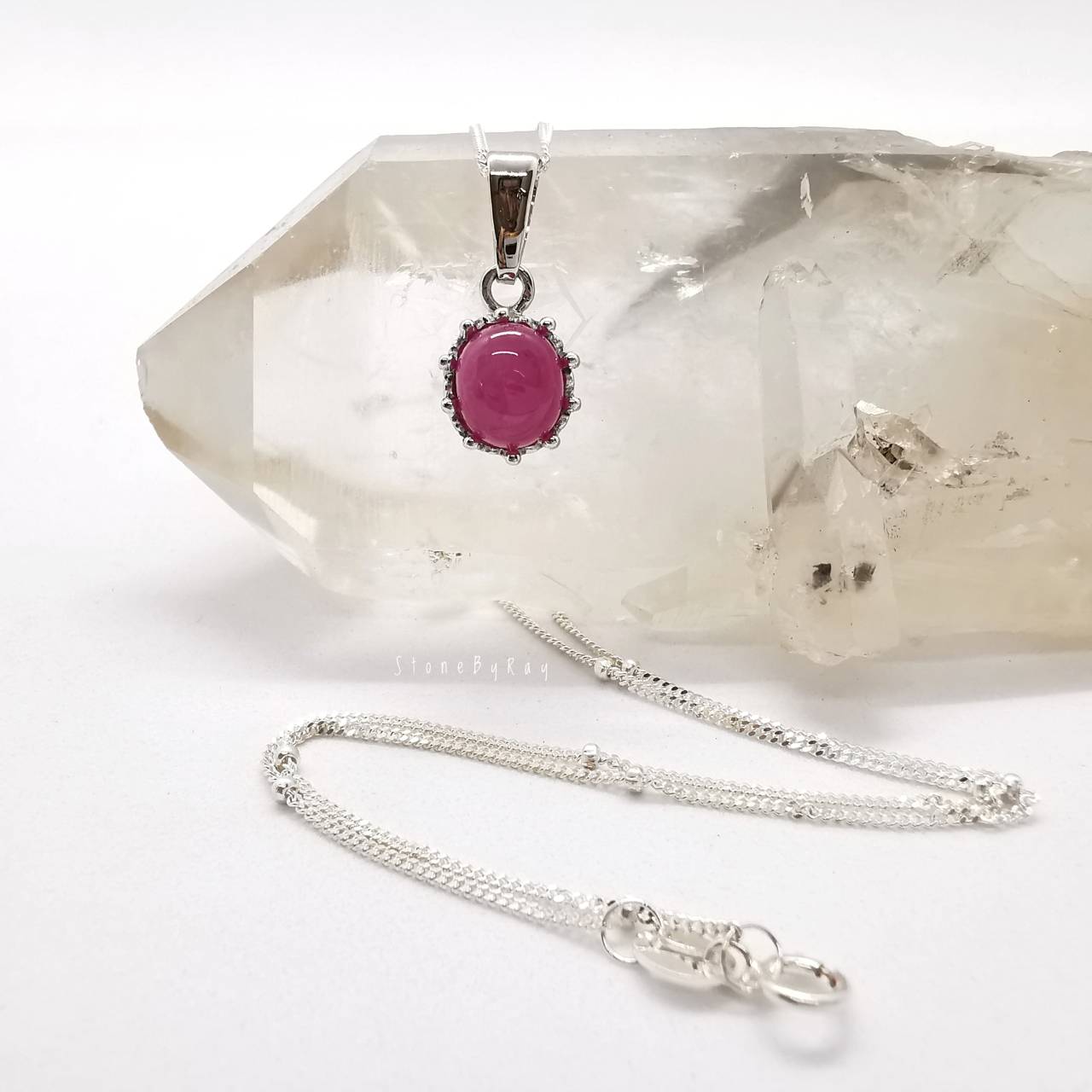 สร้อยคอเงินจี้พลอยทับทิม Ruby