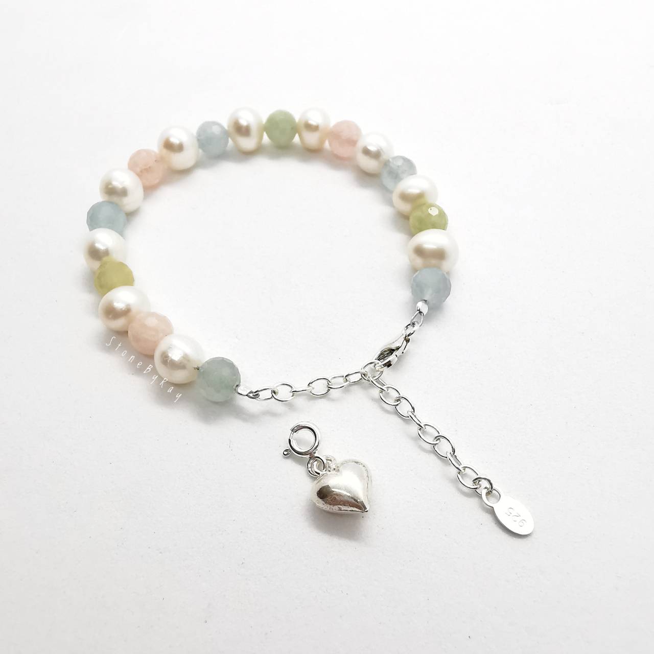 สร้อยข้อมือหินเบริล+ไข่มุกแท้ Beryl&Pearl