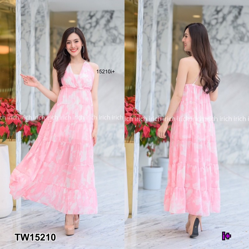 kudapy แม็กซี่เดรสชี่ฟองสายเดี่ยวสีม่วง สีชมพู ไขว้กากบาทหลัง มีซับใน ใส่เที่ยวทะเล