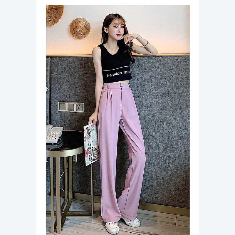 kudapy กางเกงแฟชั่นขายาว เอวยางยืดด้านหลัง แต่งกระดุมหน้าและมีซิปรูด กระเป๋าสองข้างล้วงได้