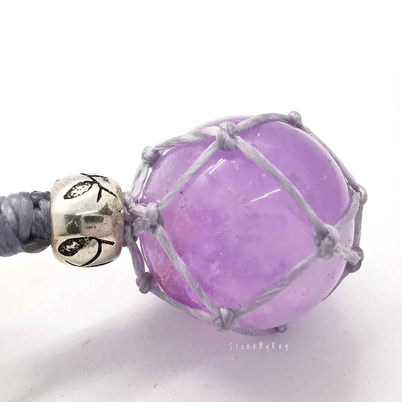 พวงกุญแจหินอเมทิสต์กลึงทรงกลม Amethyst