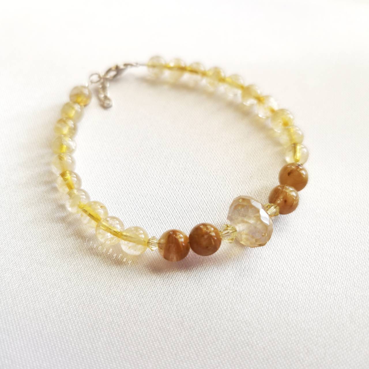 สร้อยข้อมือหินซิทรินกับหินไหมทอง Citrine+Rutilated Quartz
