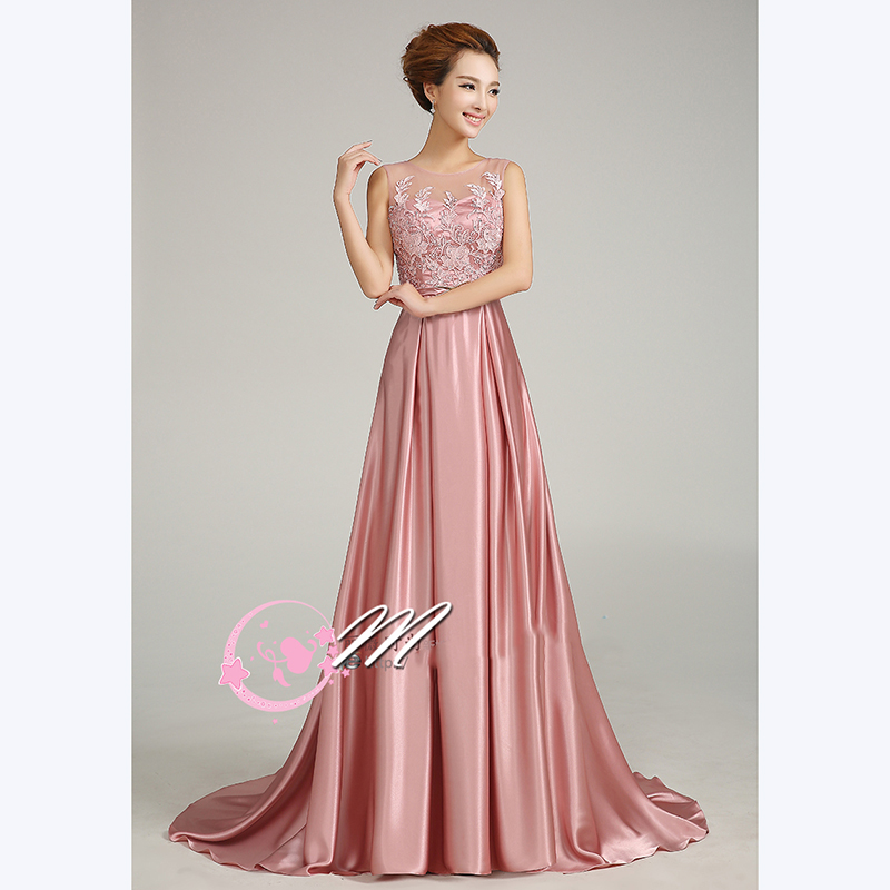 kudapy ชุดราตรียาวสีแดง/ทอง/ชมพู ปักลูกไม้แต่งเลื่อม ด้านหลังเป็นแบบซีทรู กระโปรงผ้าซาติน ชายยาว