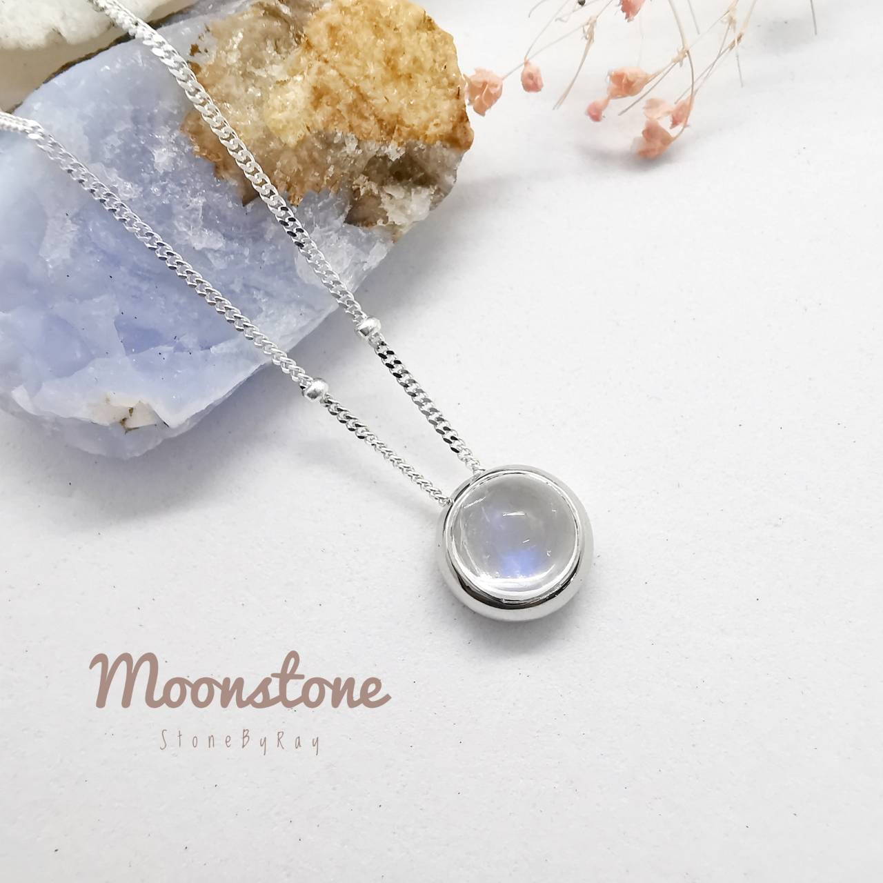 สร้อยคอเงินจี้หินมูนสโตน Moonstone