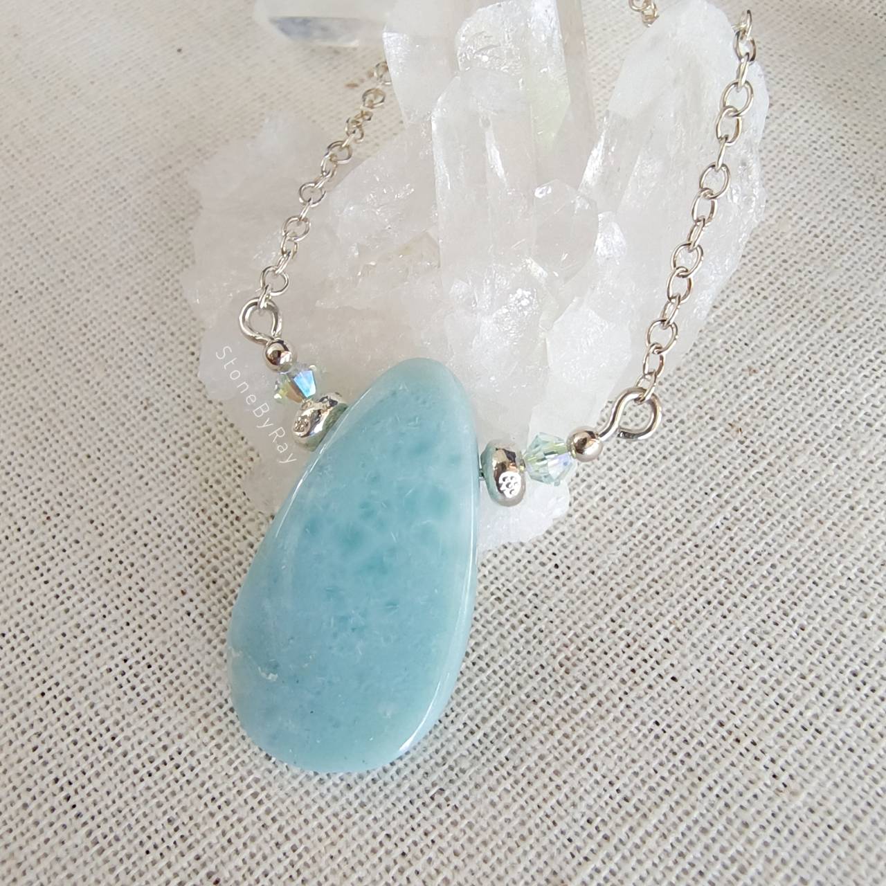 สร้อยคอเงินจี้หินลาริมาร์ Larimar