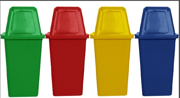 ถังขยะแยกประเภท ทรงเหลี่ยมพร้อมฝาช่องทิ้ง 120 ลิตร