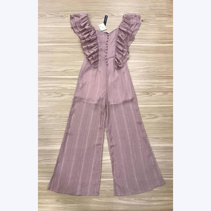 kudapy จั๊มสูทขายาวผ้าวิ๊งๆ แพทเทิ่นระบายช่วงแขนระบาย เนื้อผ้าใส่สบายๆ