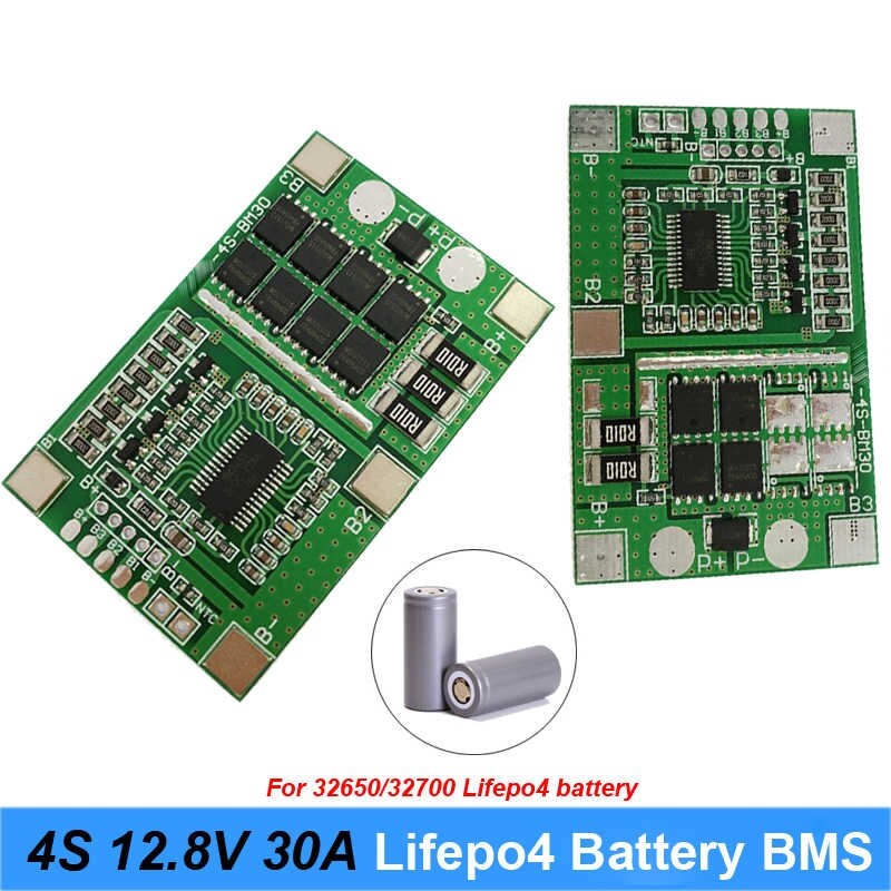 BMS 4s 30a 12.8 v w/balance 3.2 v lifepo4 life แผ่นบอร์ดโมดูลป้องกันแบตเตอรี่