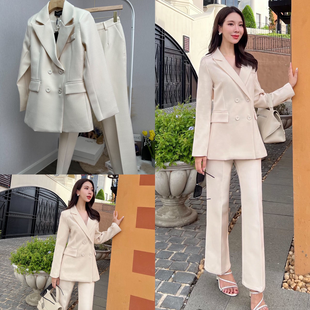 kudapy เซ็ทสูท ผ้าทอชนิดพิเศษ ยับยาก อัดกาวทั้งชุด เสื้อสูททรงทันสมัยออกออกแบบให้มีทรงยาวเข้ารูป