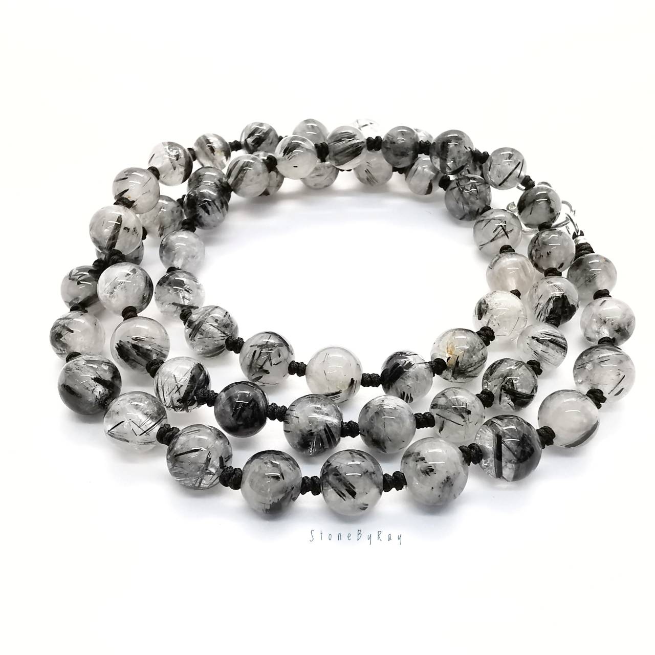 สร้อยคอเชือกถักหินไหมดำ(Black Tourmaline Quartz)