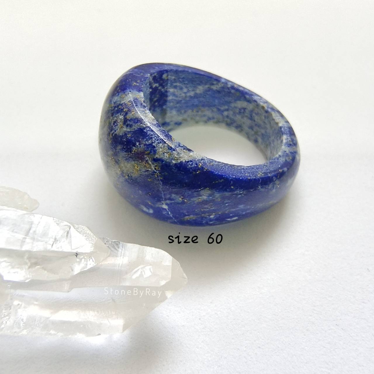 แหวนหินลาพิสลาซูลีเจียรแบบแหวนเกลี้ยงsize60 Lapis Lazuli